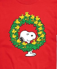 Airwaves Men's Snoopy and Christmas Wreath Graphic T-Shirt