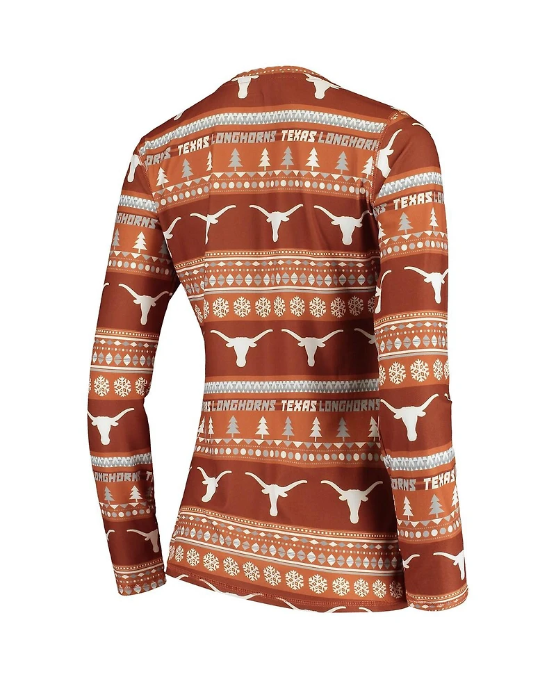 Concepts Sport Women's Texas Orange Longhorns Holiday Long Sleeve Top Pants Sleep Set