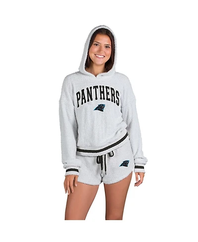 Concepts Sport Women's 2-Piece Gray Carolina Panthers Whitley Long Sleeve Hoodie Top and Shorts Set
