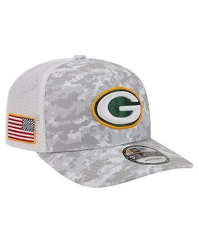 New Era Men's Gray Green Bay Packers Salute to Service Fan Pack 9SEVENTY Trucker Adjustable Hat