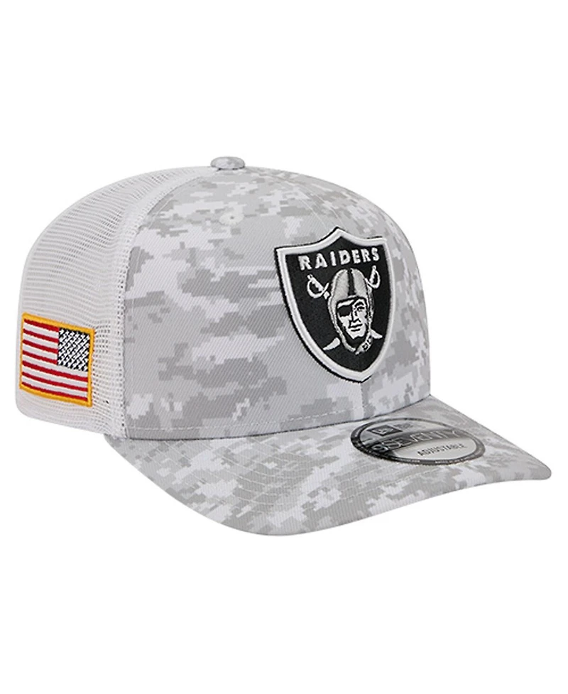 New Era Men's White Las Vegas Raiders Salute to Service Fan Pack 9SEVENTY Trucker Adjustable Hat