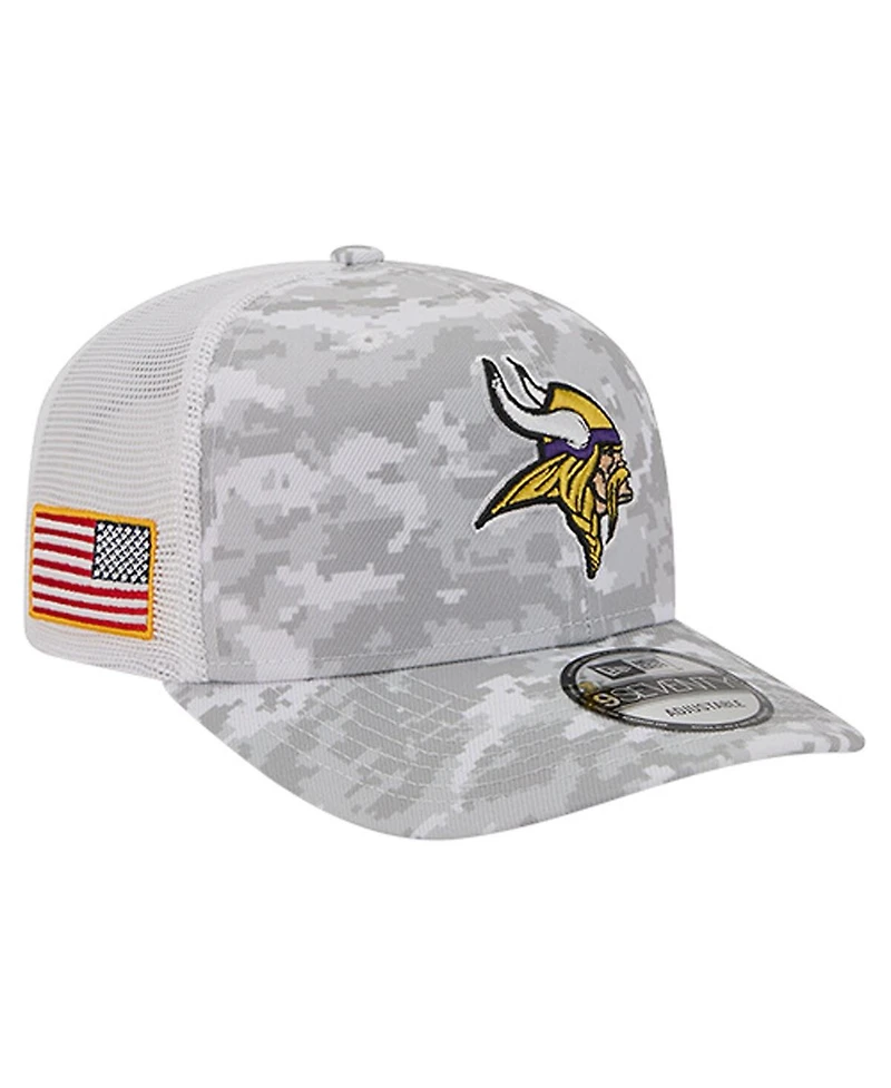 New Era Men's Gray Minnesota Vikings Salute to Service Fan Pack 9SEVENTY Trucker Adjustable Hat