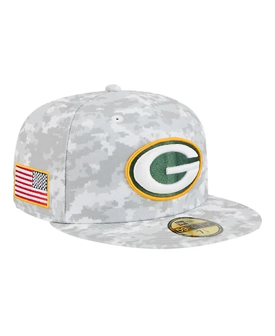 New Era Men's White Green Bay Packers 2025 Salute to Service Fan Pack 59FIFTY Fitted Hat