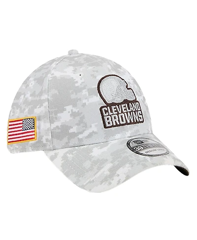 New Era Men's White Cleveland Browns 2025 Salute to Service Digital Camo Fan Pack 39THIRTY Flex Hat