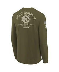 Nike Big Boys and Girls Olive Pittsburgh Steelers 2025 Salute to Service Sideline Dri-fit Long Sleeve T-Shirt