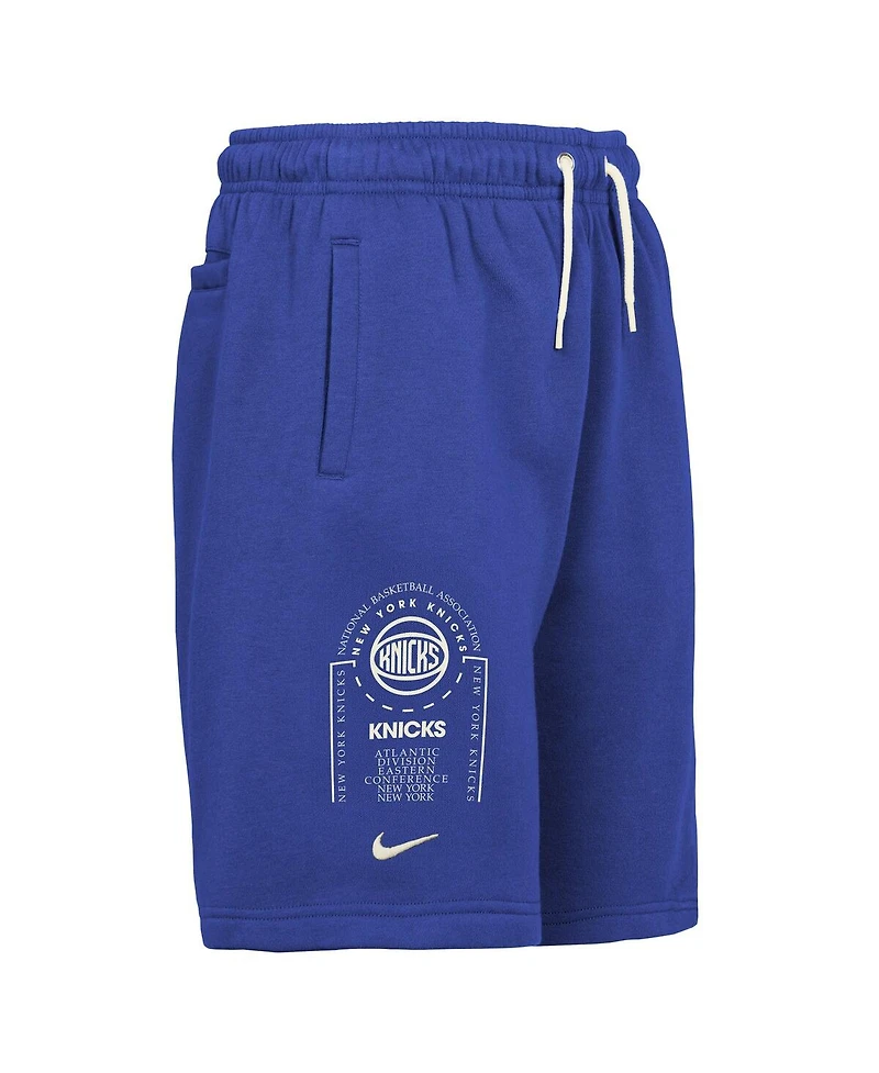 Nike Big Boys and Girls Blue New York Knicks Courtside Club Fleece Shorts