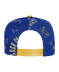 Outerstuff Big Boys and Girls Royal Golden State Warriors Street Hooper Allover Print Snapback Hat
