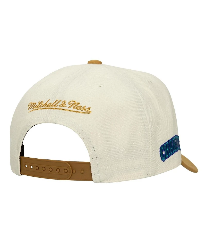 Mitchell & Ness Men's Cream Charlotte Hornets Ochre Dusted Double Two-Toned Pro Crown Adjustable Hat