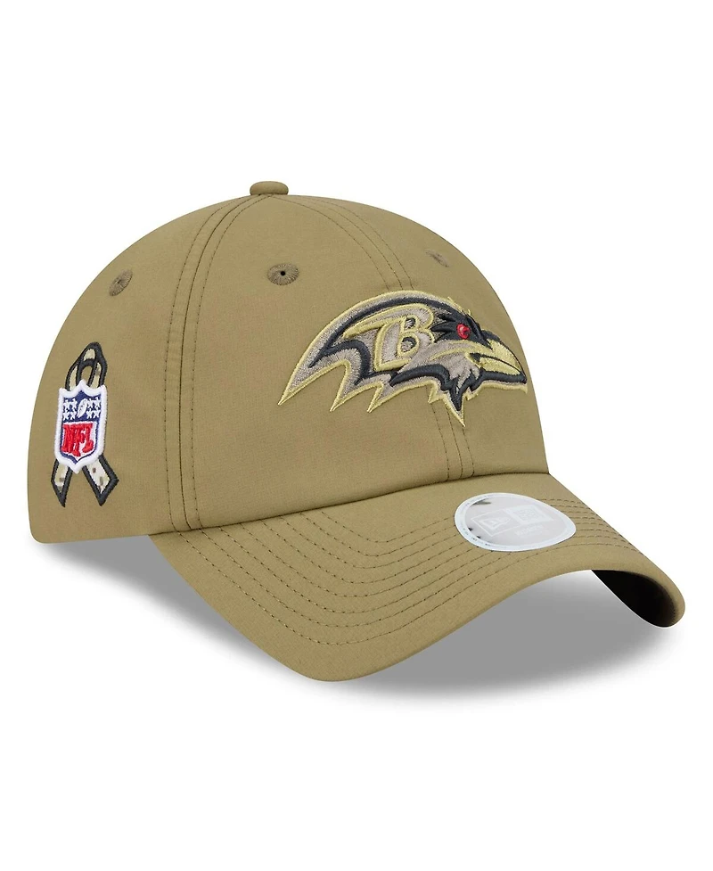 New Era Women's Green Baltimore Ravens 2025 Salute to Service Pony Tail Adjustable Hat