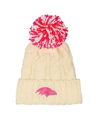 Outerstuff Girls White Baltimore Ravens Cable Cuffed with Pom Knit Hat