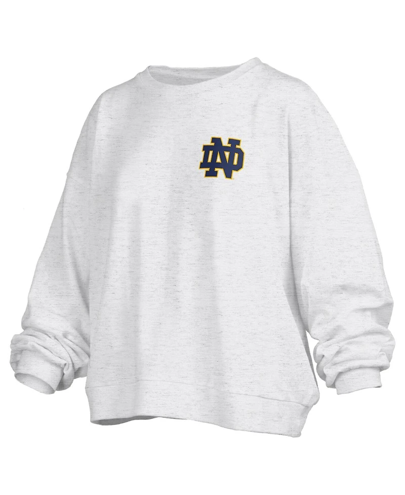 Pressbox Women's Oatmeal Notre Dame Fighting Irish Waist Length Oversized Janise Melange Sweatshirt
