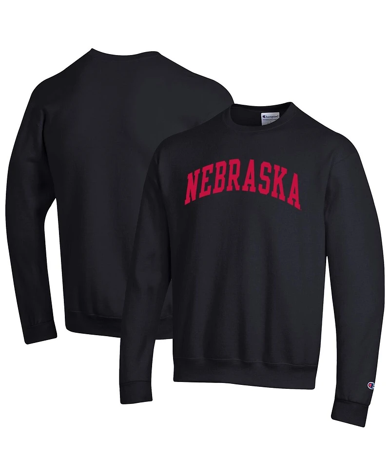 Champion Men's Black Nebraska Huskers Basic Arch Fleece Pullover Sweatshirt