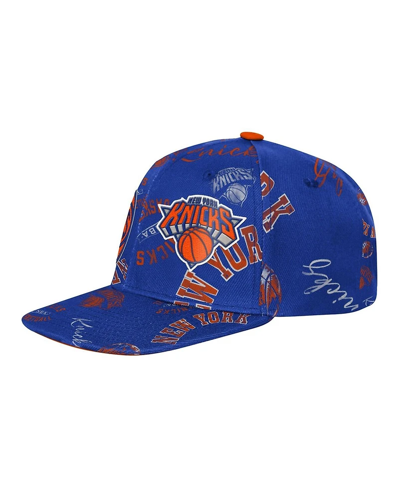 Outerstuff Big Boys and Girls Blue New York Knicks Street Hooper Allover Print Snapback Hat