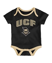 Outerstuff Baby Boys and Girls 3-Pack Black Ucf Knights All Day Play Bodysuit Set