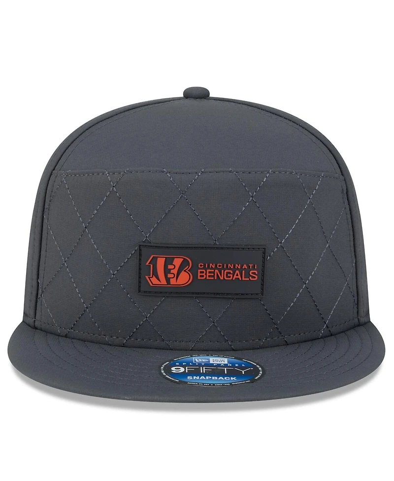 New Era Men's Charcoal Cincinnati Bengals 2025 Sideline Cold Weather Split Panel 9FIFTY Snapback Hat