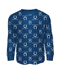 Outerstuff Preschool 2-Piece Royal Indianapolis Colts All-Over-Print Long Sleeve T-Shirt and Pants Sleep Set