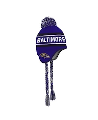 Outerstuff Big Boys and Girls Purple Baltimore Ravens Jacquard Tassel with Pom Knit Hat