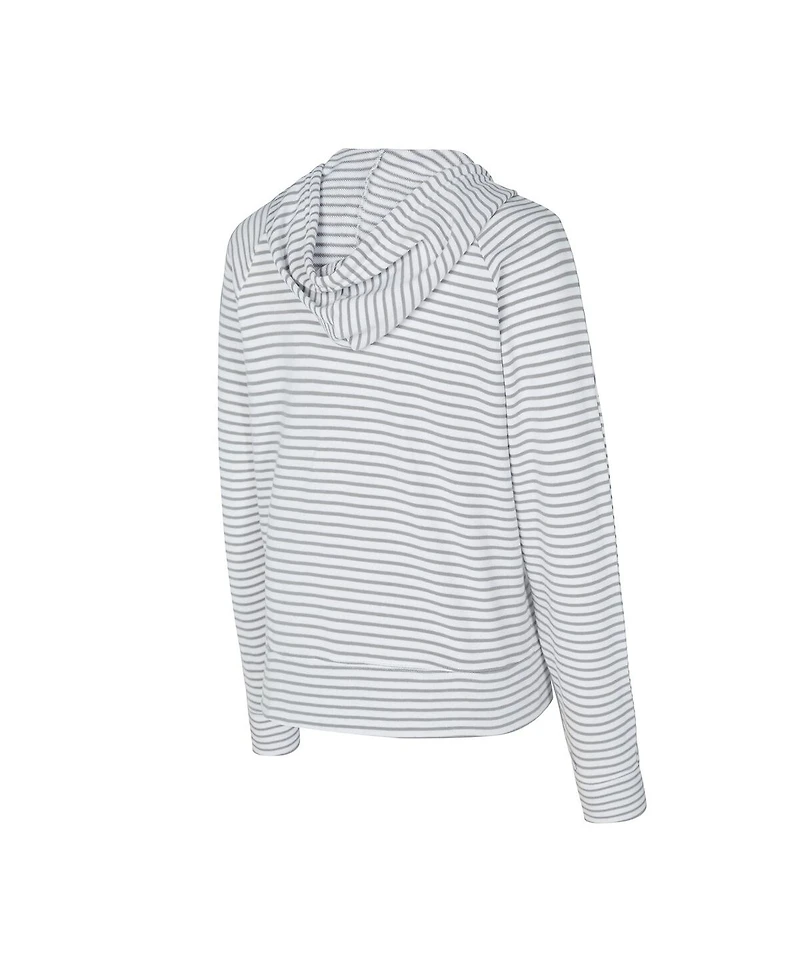 Concepts Sport Women's White/Gray Boston Red Sox Liftoff Striped V-Neck Hoodie