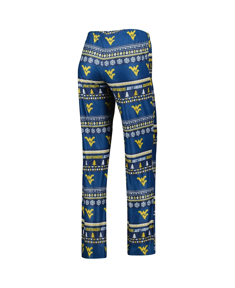 Concepts Sport Women's 2-Piece Navy West Virginia Mountaineers Holiday Long Sleeve Top and Pants Sleep Set