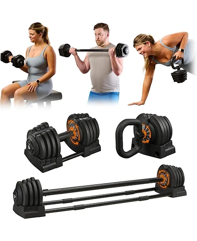 Lifepro Adjustable Dumbbells Set with Rack - Quick Adjust Weights, Secure Grip, Compact Design for Home Gym