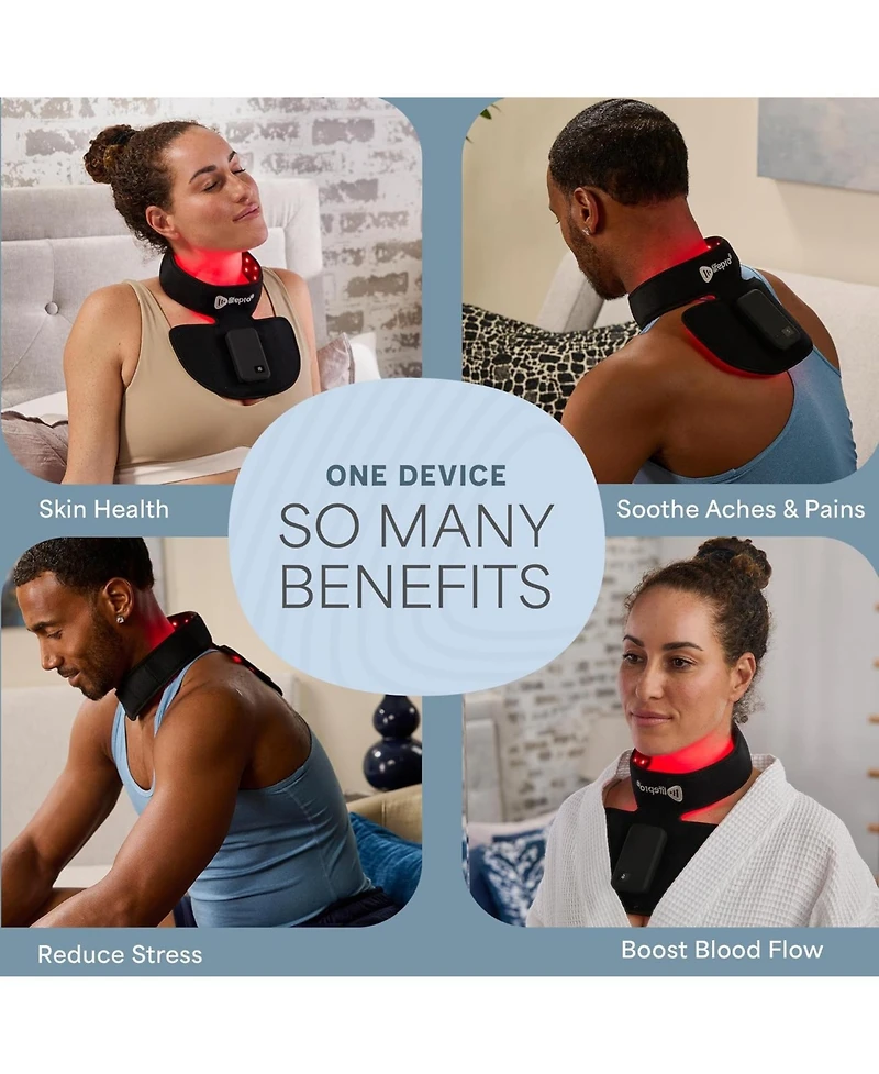 LifePro Compact Red Light Therapy Device for Neck - Rechargeable & Portable Near Infrared Therapy with Multiple Settings