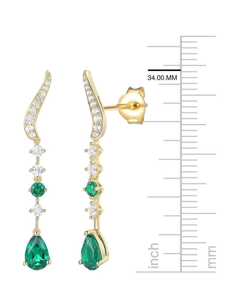 Macy's Lab-Grown Ruby (1/6 ct. t.w.) & White Sapphire (1/2 Earring 14k Gold Over Sterling Silver (also Emerald Sapphire)