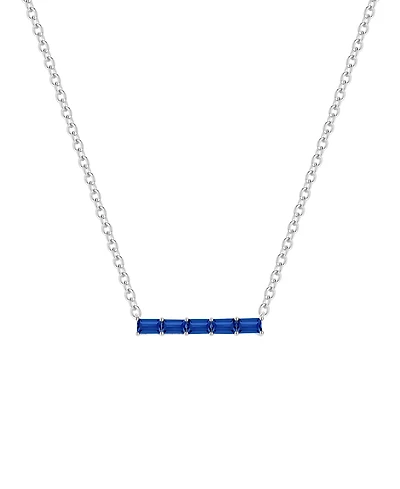 Macy's Lab-Grown Sapphire (5/8 ct. t.w.) Necklace in Sterling Silver (also in Multi-Stone)