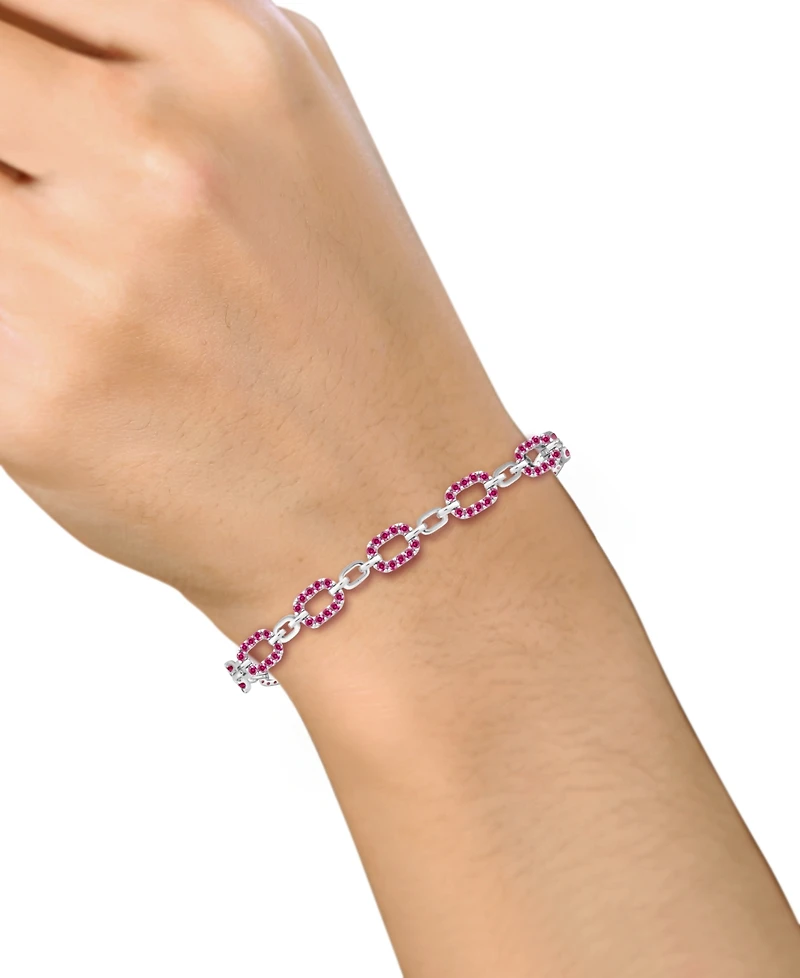 Macy's Lab-Grown Ruby (2 ct. t.w.) Bracelet Sterling Silver (also Sapphire)