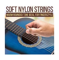 Pyle 36'' -Inch 6-String Classic Guitar - 3/4 Size Scale Guitar with Digital Tuner & Accessory Kit, (Blue burst