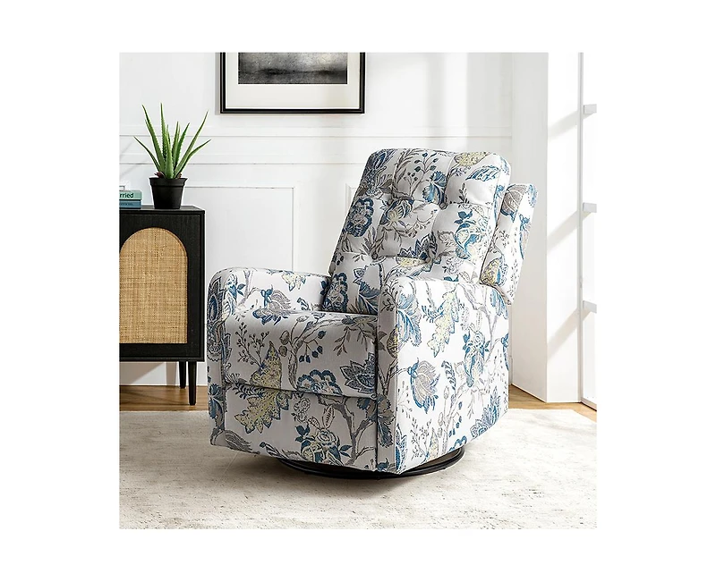 Hulala Home Arlette Transitional Swivel Recliner with Metal Base