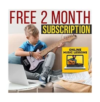 Pyle 30" Kids Electric Guitar Kit with Amplifier, Accessory Pack - Black Gloss, PEGKT30