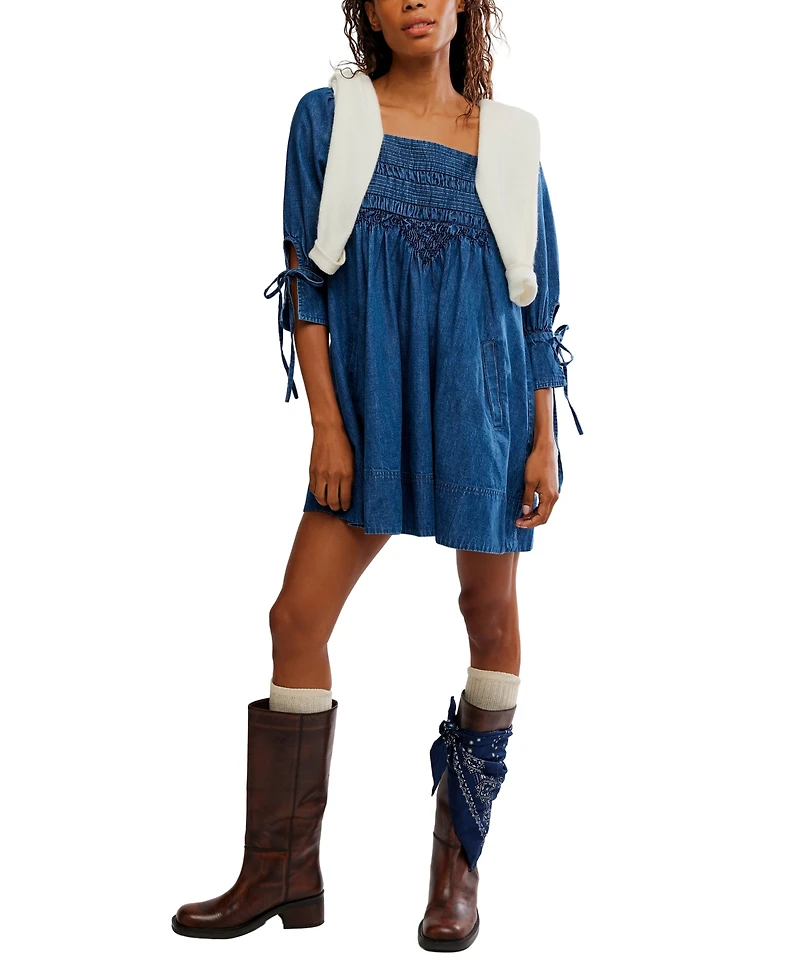 Free People Women's Sonora Cotton Denim Mini Dress