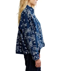 Free People Women's Opal Swing Printed Denim Button-Front Jacket