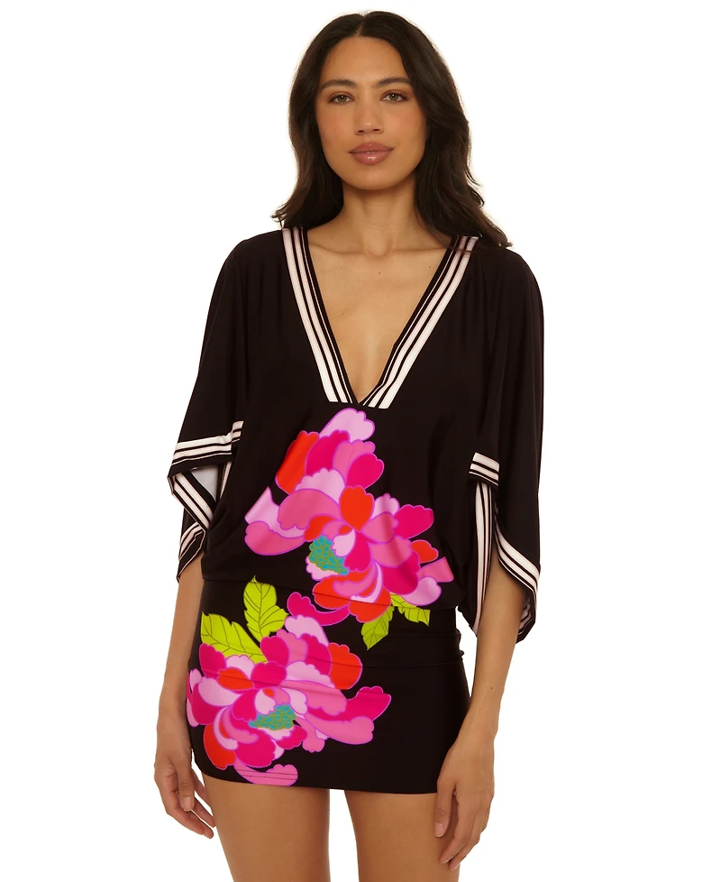Trina Turk Women's Bougainvillea V-Neck Swim Tunic Cover-Up