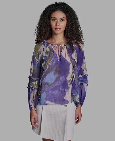 Bcbg Women's Long-Sleeve Tie Detail Pull-On Top