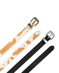 Levi's Women's 2-Pack Solid Cow Print Skinny Casual Belt Set