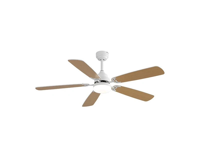 52-inch Modern White 5 blades Three-color Dimmable Ceiling Fan Led Light with Six-speed Remote Control and Timing Function
