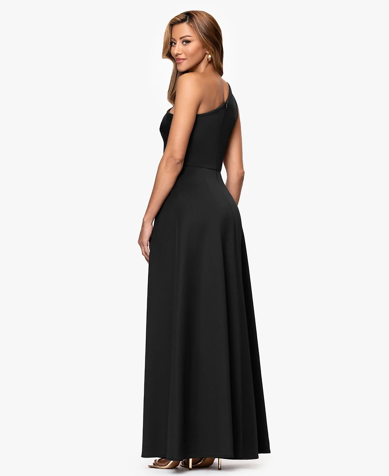 Xscape Petite One Shoulder A-Line Long Dress