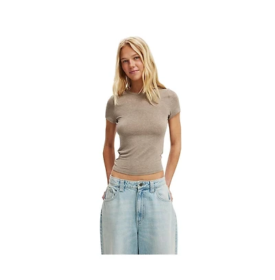 Cotton On Women's Sheer Layer Crew Short Sleeve