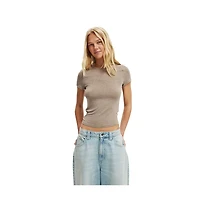 Cotton On Women's Sheer Layer Crew Short Sleeve
