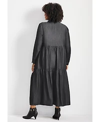 Avenue Women's Denim Tiered Shirtdress