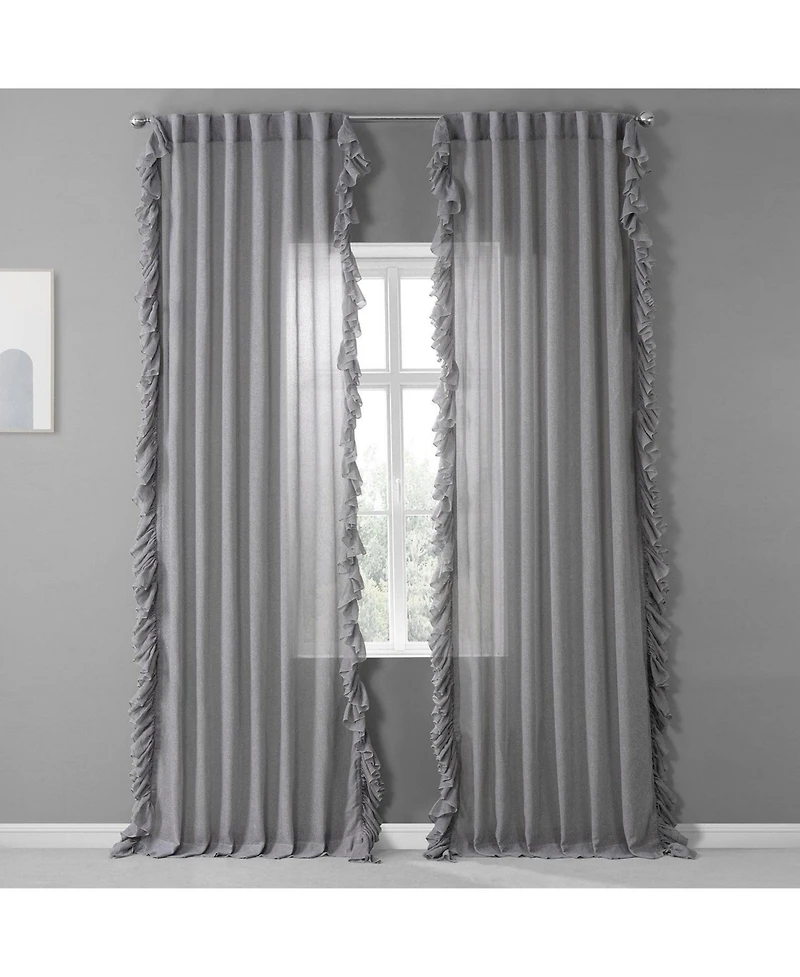 Half Price Drapes Ruffled Faux Linen Sheer Curtain