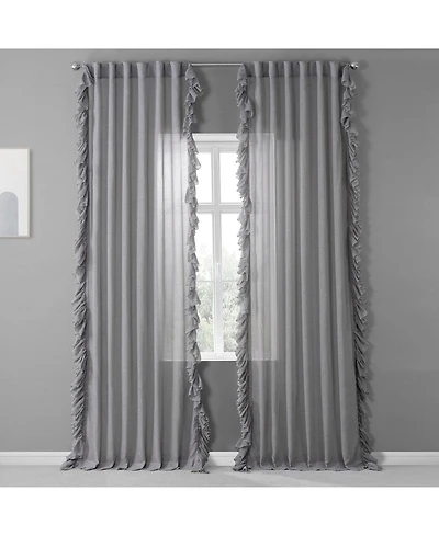 Half Price Drapes Ruffled Faux Linen Sheer Curtain