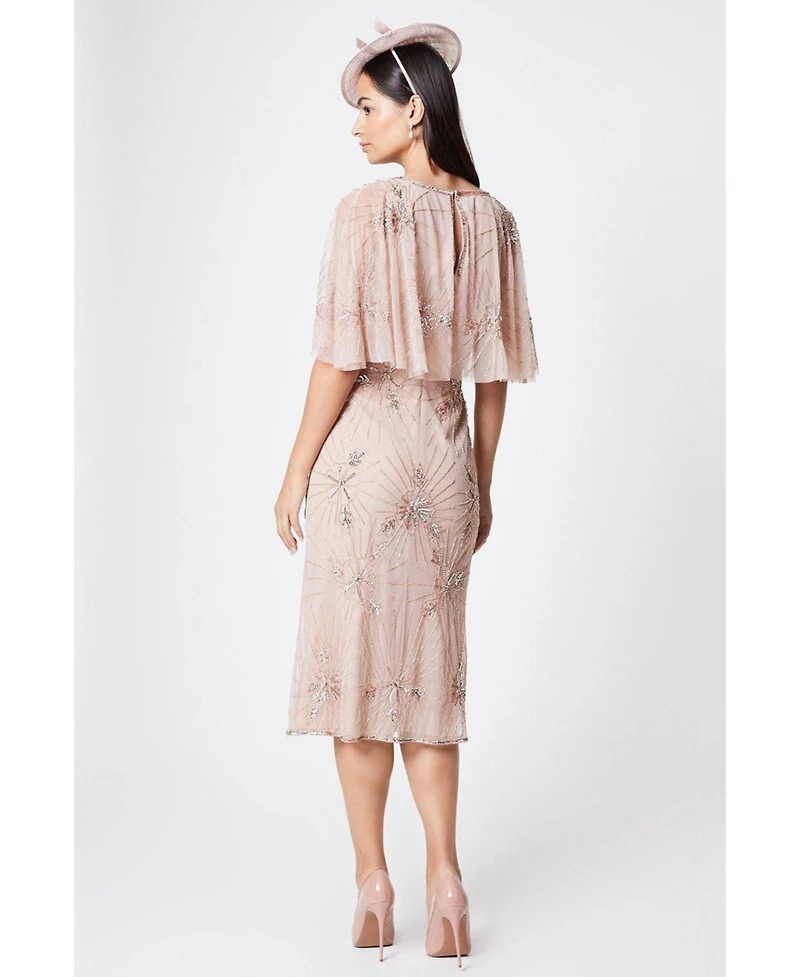 Coast Women's Floral Embellished Cape Midi Dress