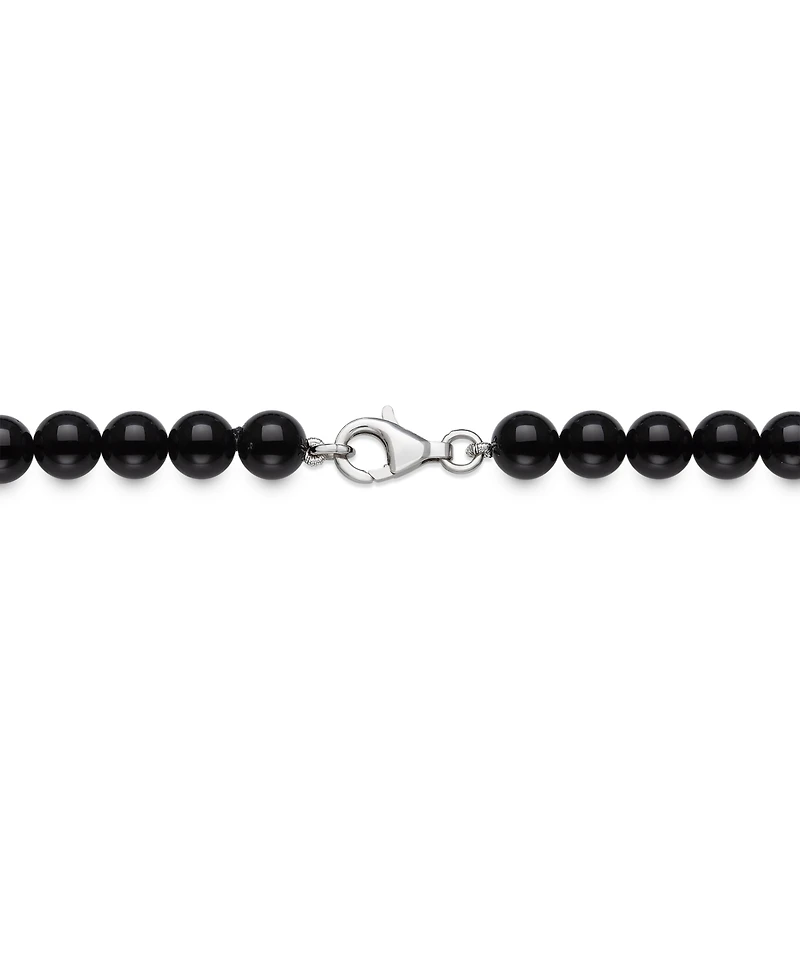 Macy's 7mm Onyx and Cultured Freshwater Pearl Necklace (7.5-8.5mm) in Sterling Silver