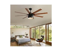 Sofucor 66-inch Modern Black 8-Blade Ceiling Fan with Remote Control and Timing Function