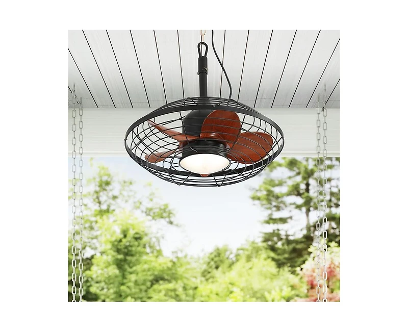 Sofucor 20-inch Modern Black 5-Blade Flush Mount Ceiling Fan with Remote control and timing functions