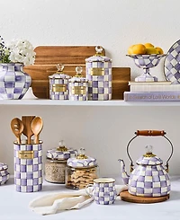 MacKenzie-Childs Violet Check Handmade Utensil Holder