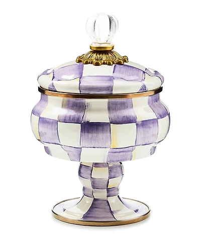 MacKenzie-Childs Violet Check Handmade Curiosity Pot