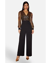 Yumi Women's Sequin Wrap Over Jumpsuit